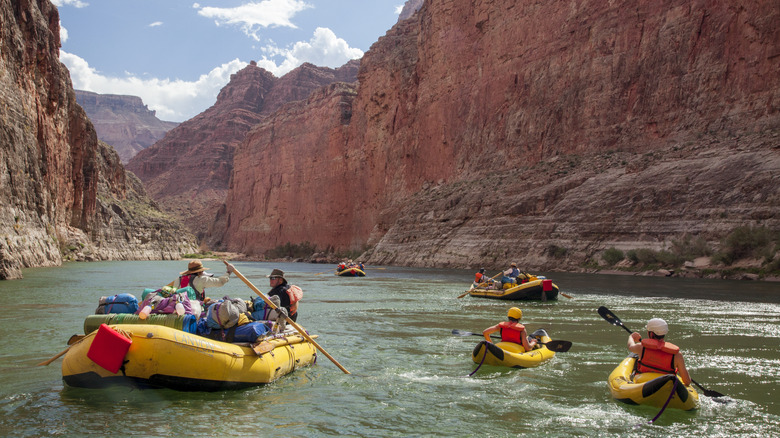 Group rafting down the Colorado River