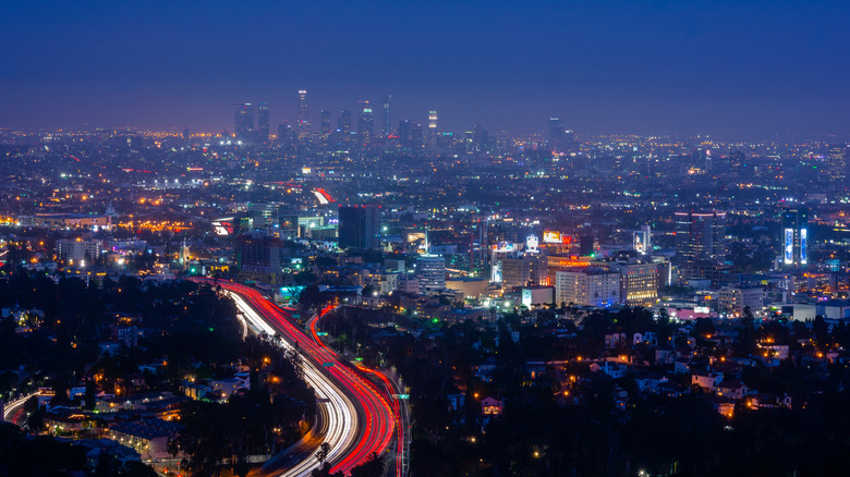 view from mulholland drive at night