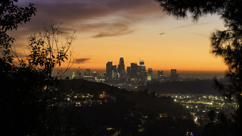 Orange sunset over Los Angeles