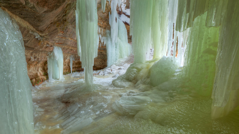 Interior of the Eben Ice Caves in Michigan's Rock River Canyon Wilderness