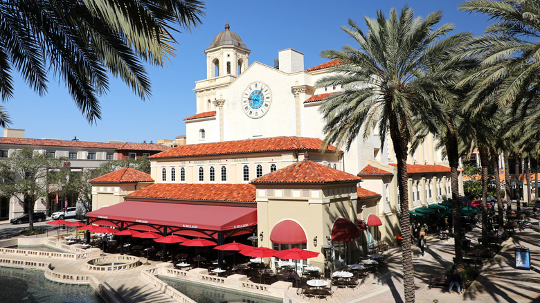 CityPlace fountain plaza trees West Palm