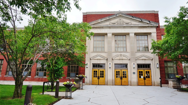 Ames City Hall building with trees