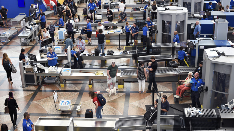 airport security checkpoint from above