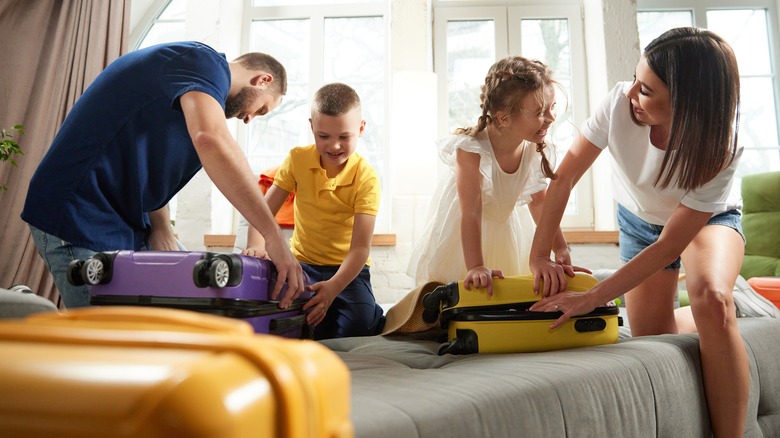 family packing for trip