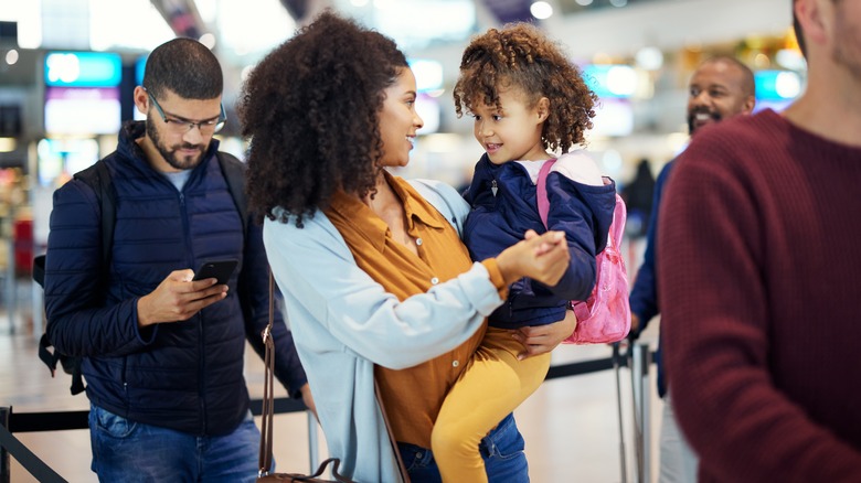 mother and child in airport