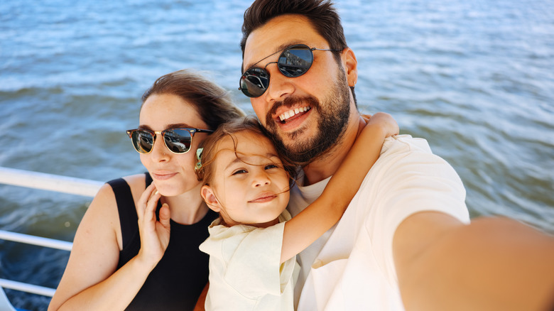 Parents and child on cruise ship