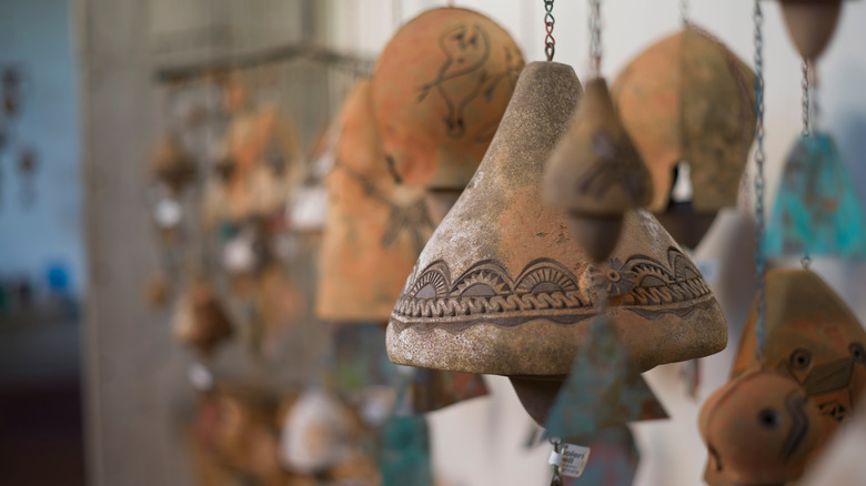 Cosanti wind bells hanging in gift shop