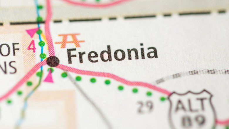 The town of Fredonia, Arizona, on a map