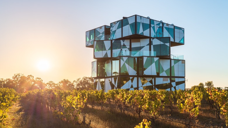d'Arenberg Cube building at sunset