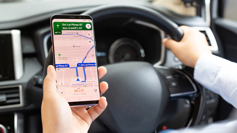 Driver using Google Maps app
