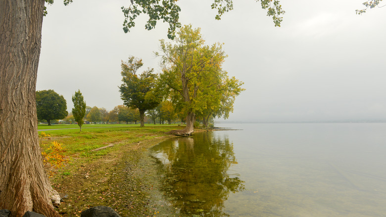 Onondaga Lake near Syracuse, New York, on a cloudy day