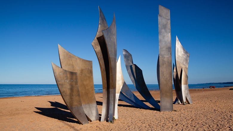 metal sculpture on beach