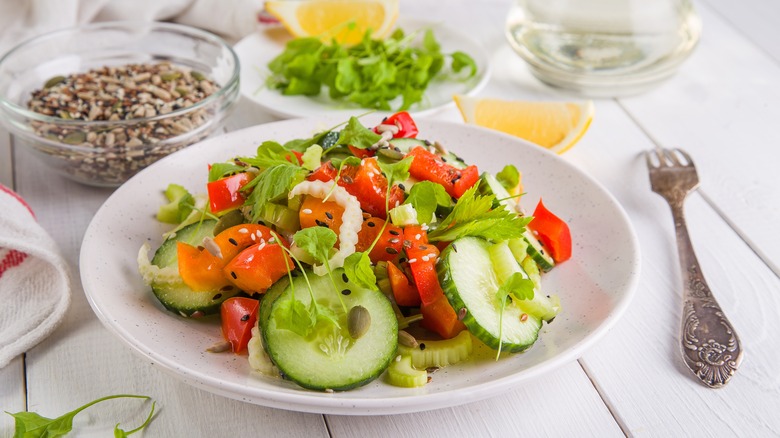 Colorful salad with seed mix