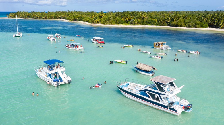 Boats with tourists in the Dominican Republic