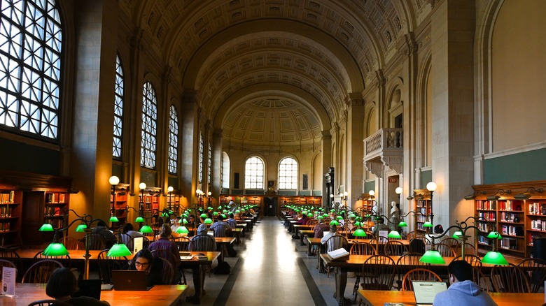 Interior Boston Public Library study hall