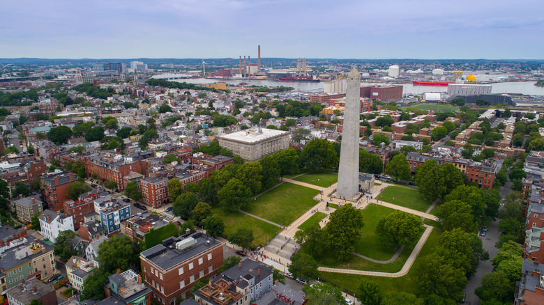 Aerial view Bunker Hill Monument