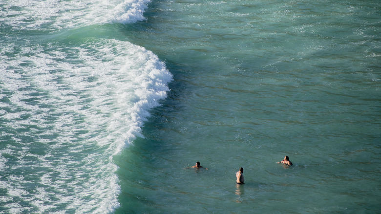 Swimmers near dangerous current