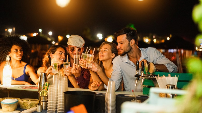 Group of friends at a Miami night club