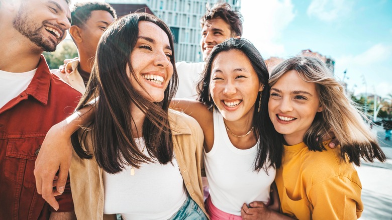 Group of smiling friends