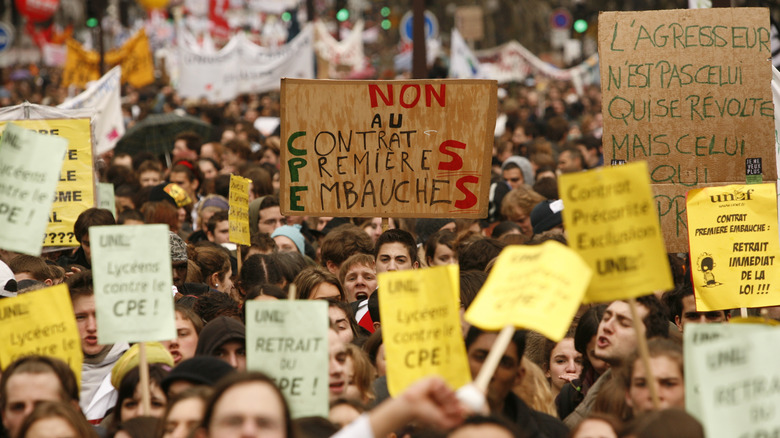 students protesting in Paris