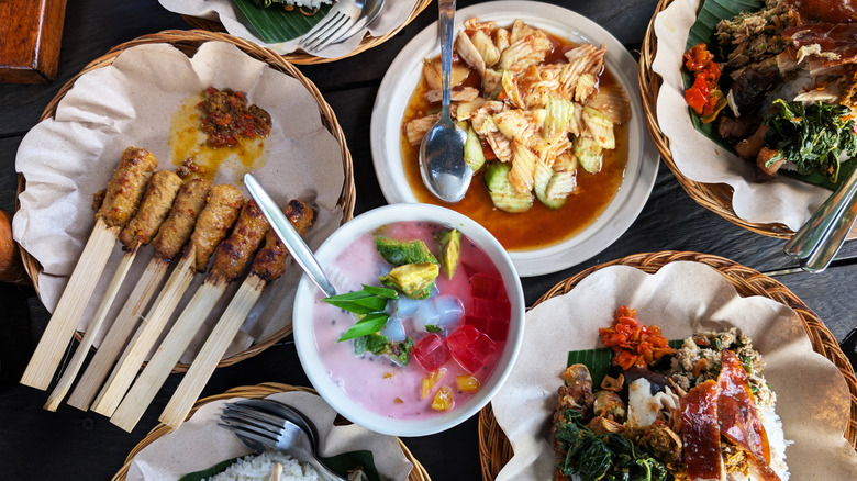 Traditional Balinese dishes laid out on a table