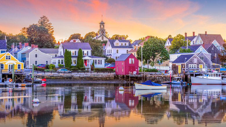 Pretty Portsmouth harbor at sunset