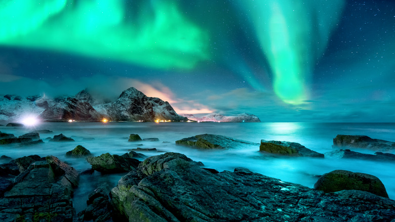 Northern Lights above mountains