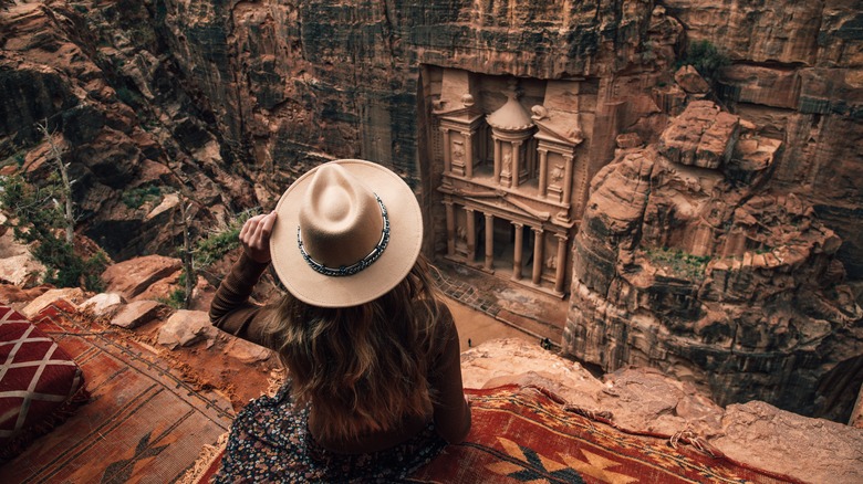 Girl looking out at Petra