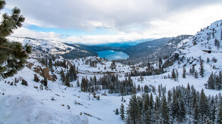 Donner Lake in winter snow