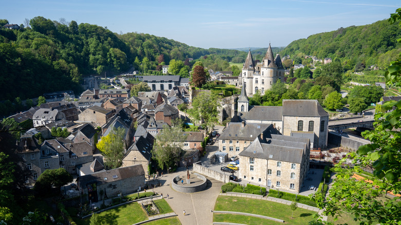 Quaint medieval village of Durbuy, Belgium surrounded by forest.