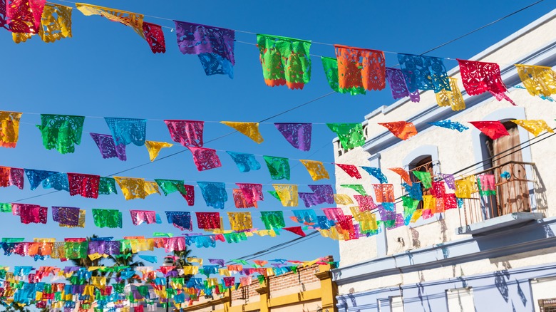 Colorful banners in Todos Santos