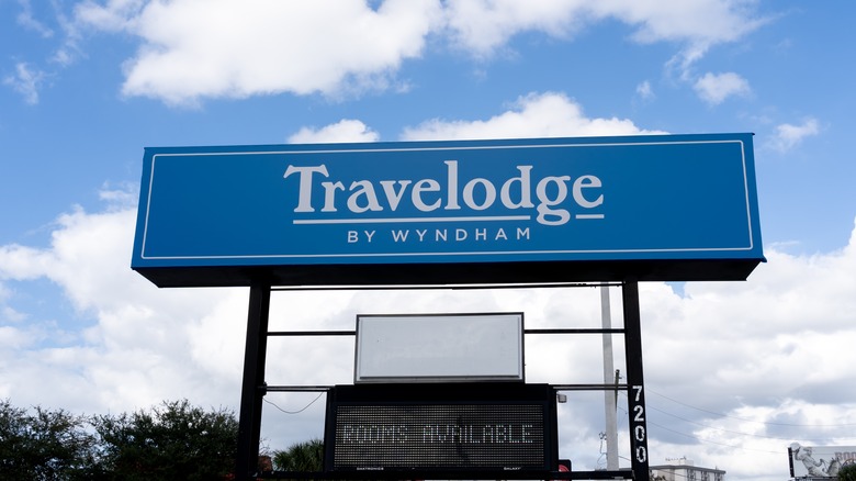 Travelodge sign against the sky