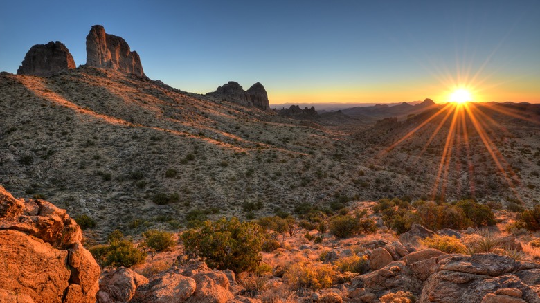 sunset in Mojave National Preserve