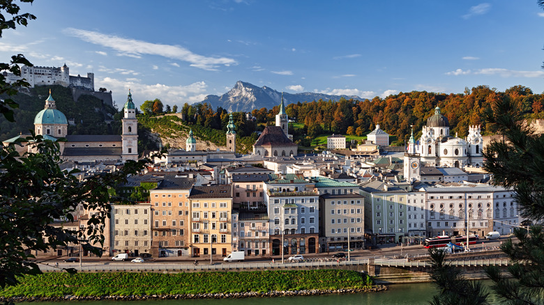 Old town Salzburg on river
