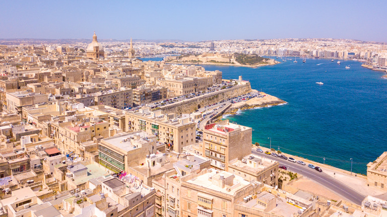 aerial view of seaside city