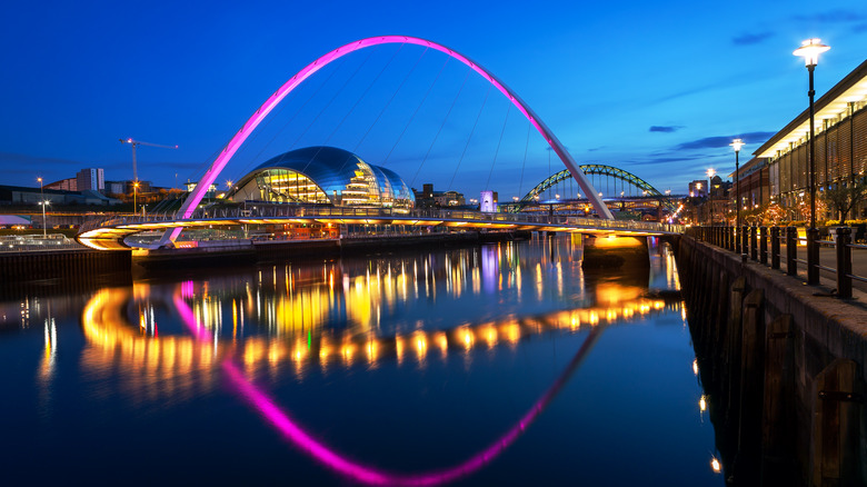 reflection of bridge in Newcastle