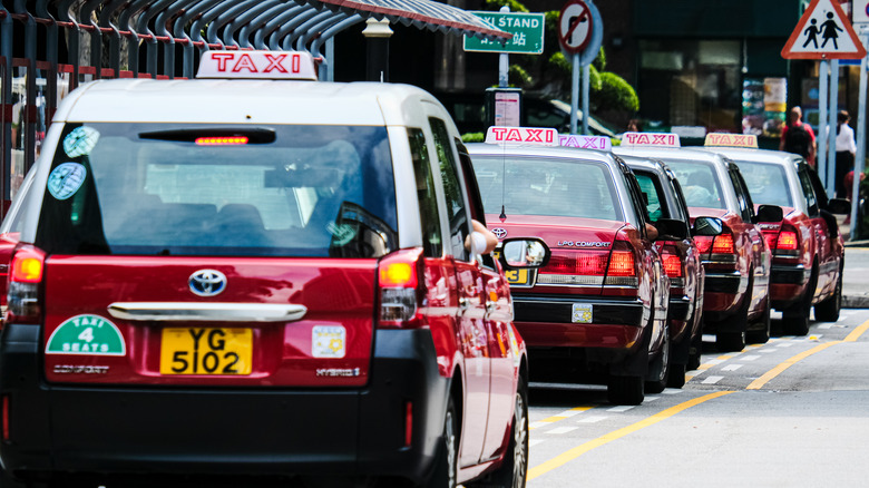 Line of taxis in China