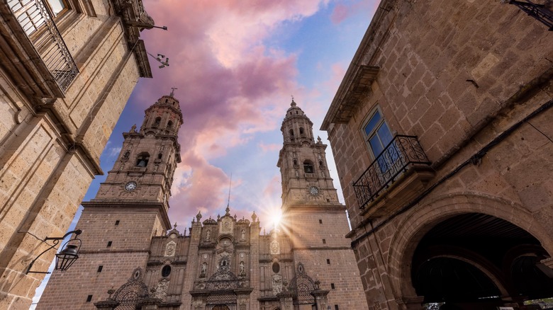 Morelia Cathedral at sunset