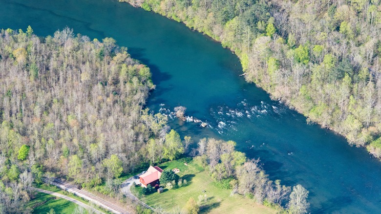 Aerial view of Hiwassee River