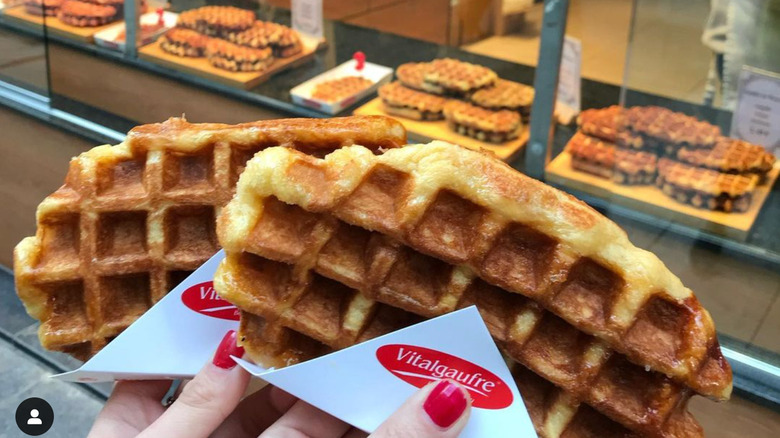two hand-held Liège waffle 