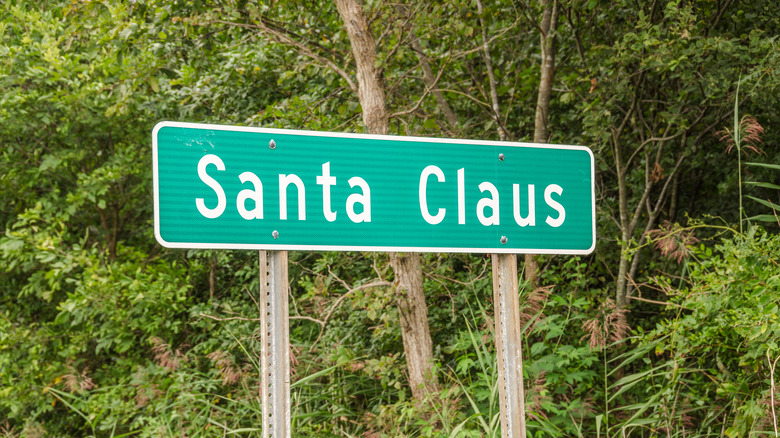Santa Claus road sign