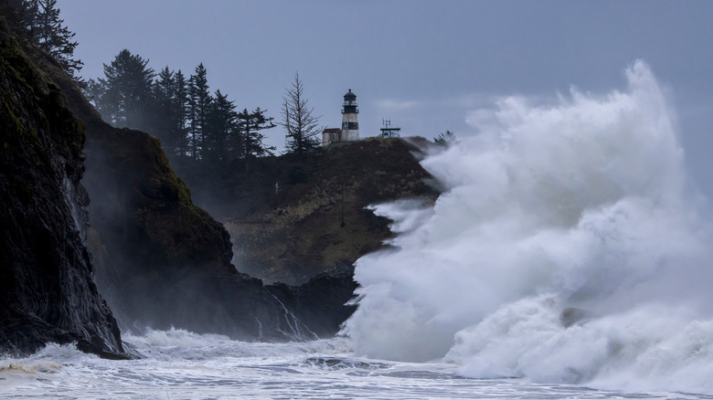 big waves crashing ashore