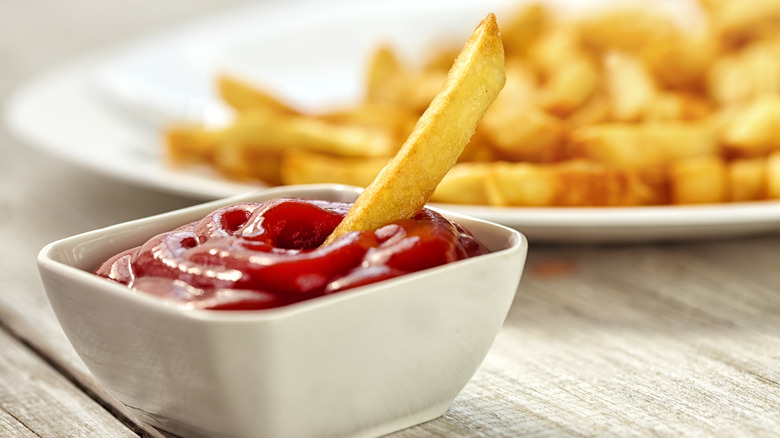 Fries in ketchup