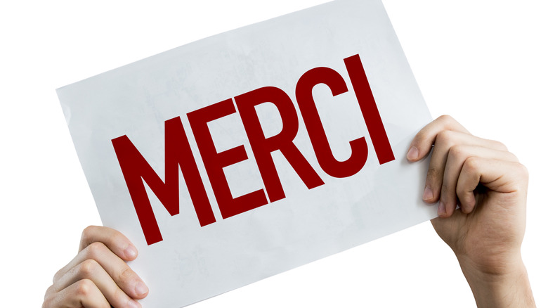 Hands holding a merci sign