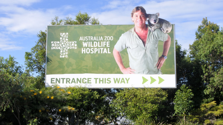 Wildlife Hospital sign with Steve Irwin
