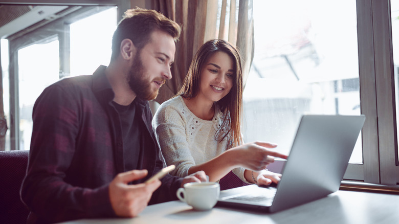 Couple at a laptop