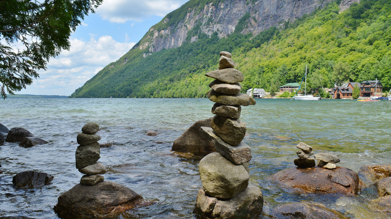 cairns at Lake Willoughby