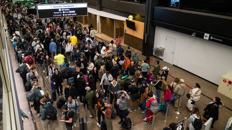 Passengers at Seattle-Tacoma Airport