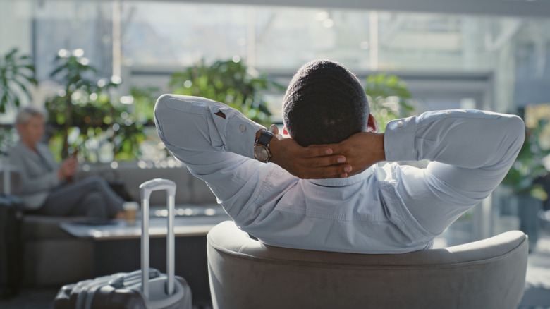 Man at a departure gate