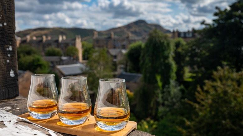 Whisky in overlooking Edinburgh 